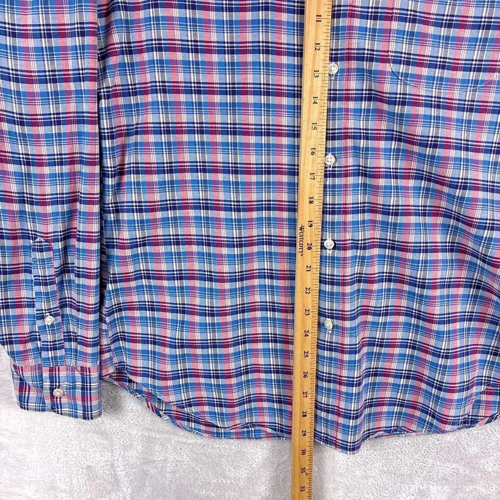 J.Crew Shirt Men M Blue Pink Plaid Broken In Oxford Preppy Heritage Classic OCBD